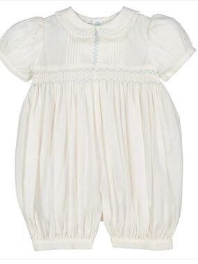 Feltman Brothers Baby Girls Ivory Blue Vintage Romper